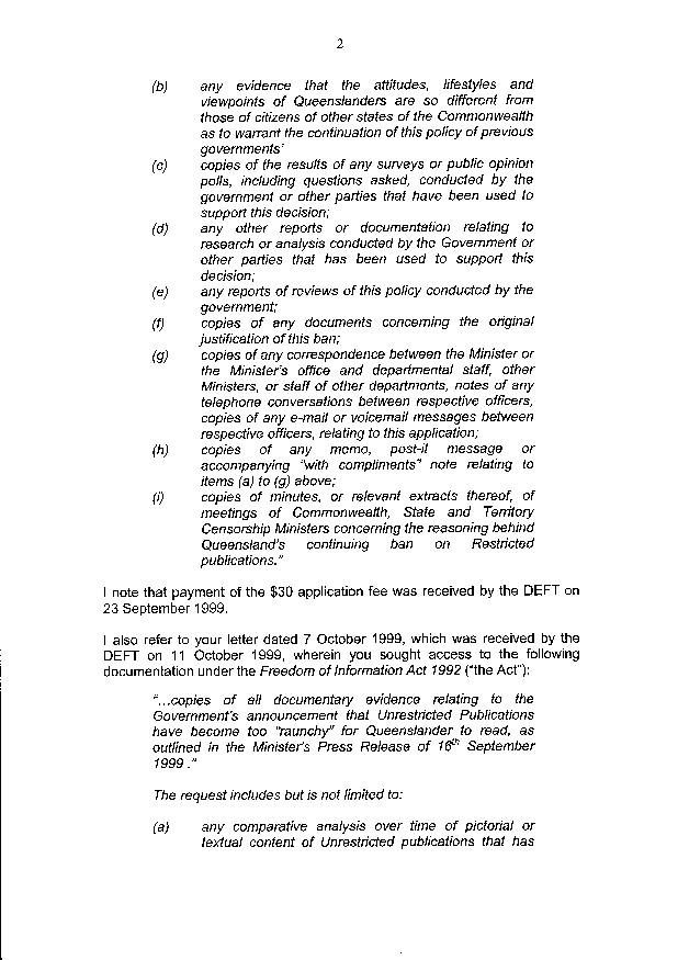 Page 2, Letter from Qld Dept of Equity and Fair Trading