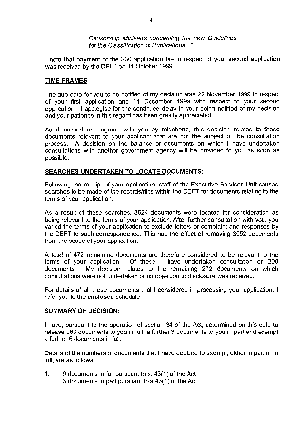 Page 4, Letter from Qld Dept of Equity and Fair Trading