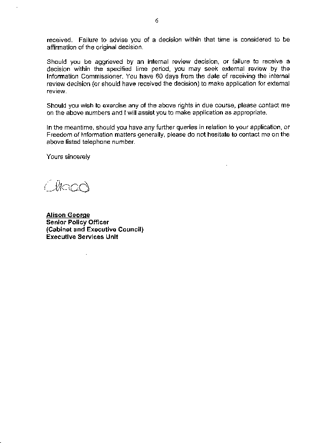 Page 6, Letter from Qld Dept of Equity and Fair Trading
